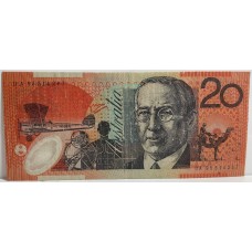 AUSTRALIA 1995 . TWENTY 20 DOLLARS BANKNOTE . EVANS/FRASER . LAST PREFIX DA
